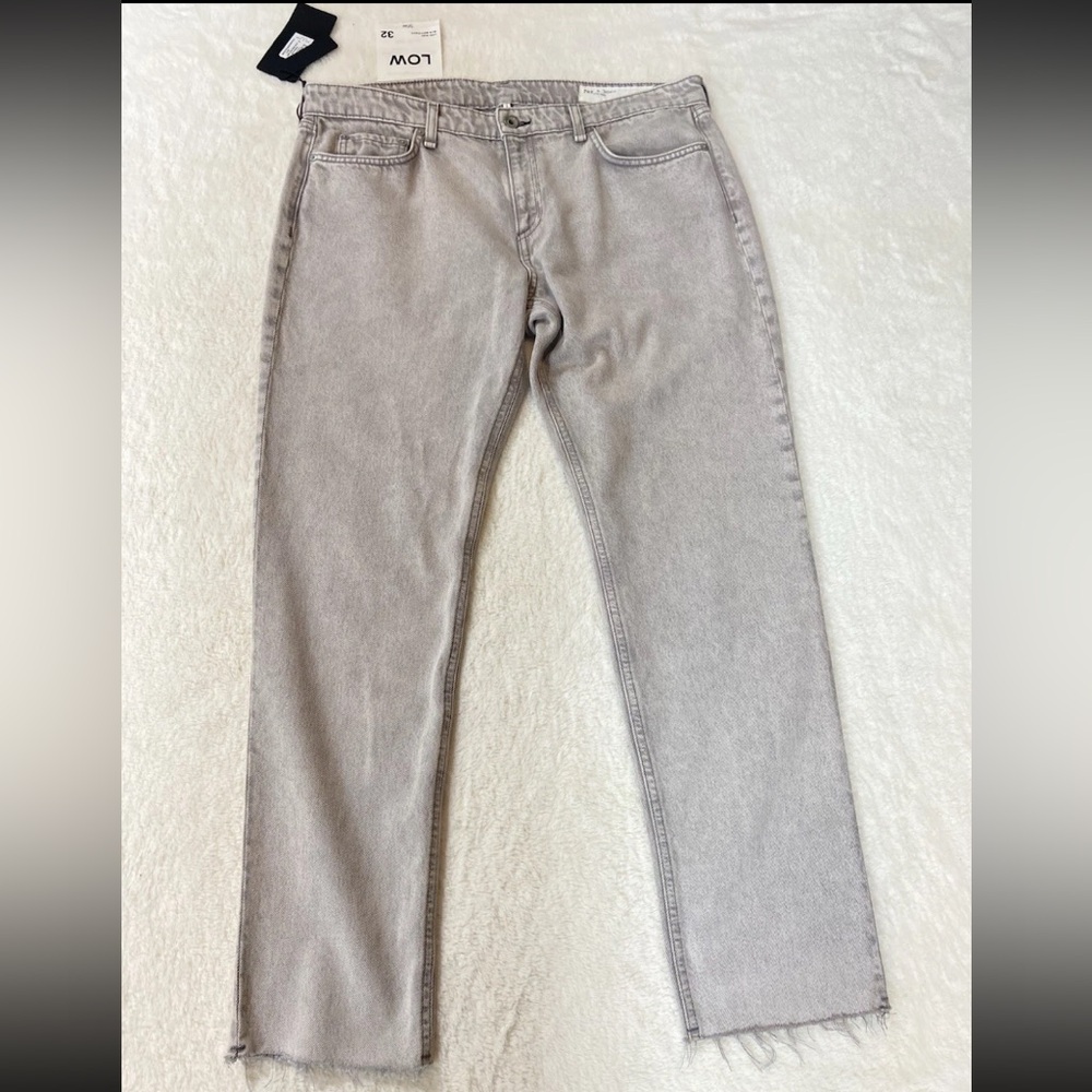 Rag & Bone  Gray Dre Low Rise Slim boyfriend Raw Hem Jeans nwt 32